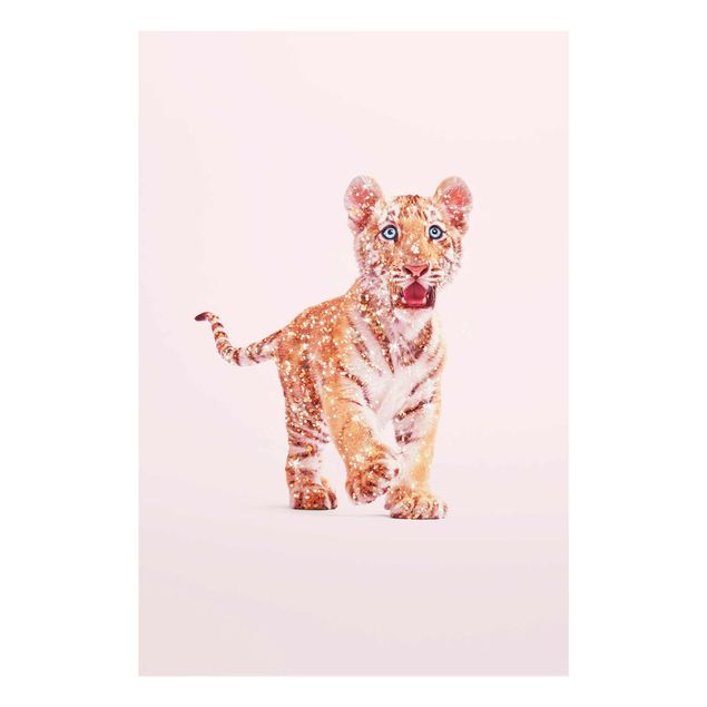 Quadro rosa Tigre con glitter
