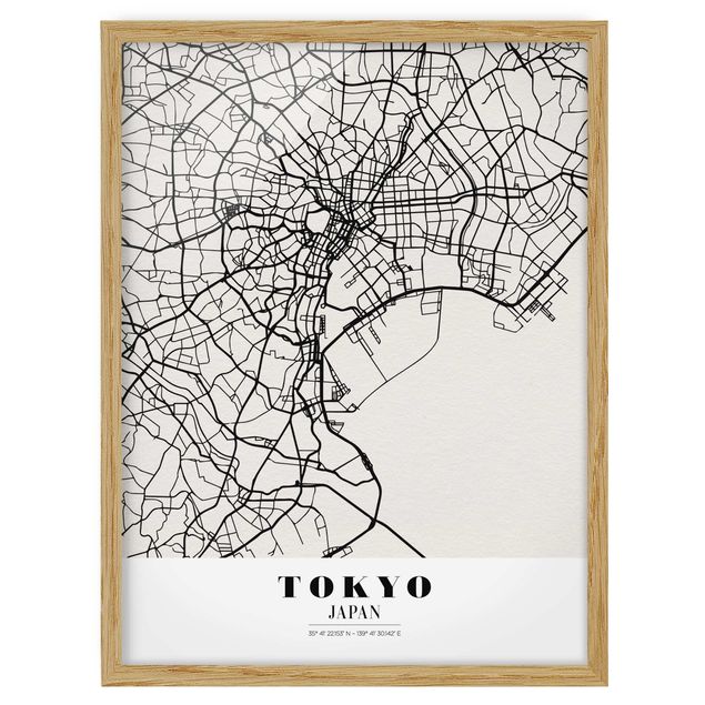 Quadri con cornice con frasi Mappa di Tokyo - Classica