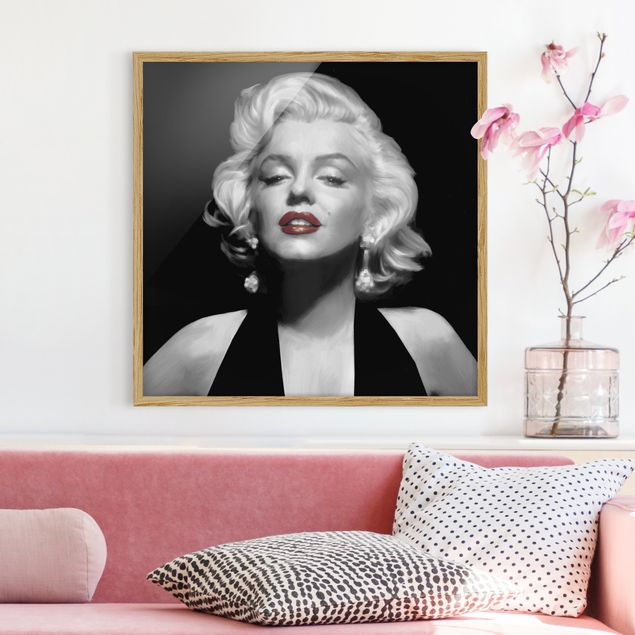 Quadri con cornice vintage Marilyn con le labbra rosse