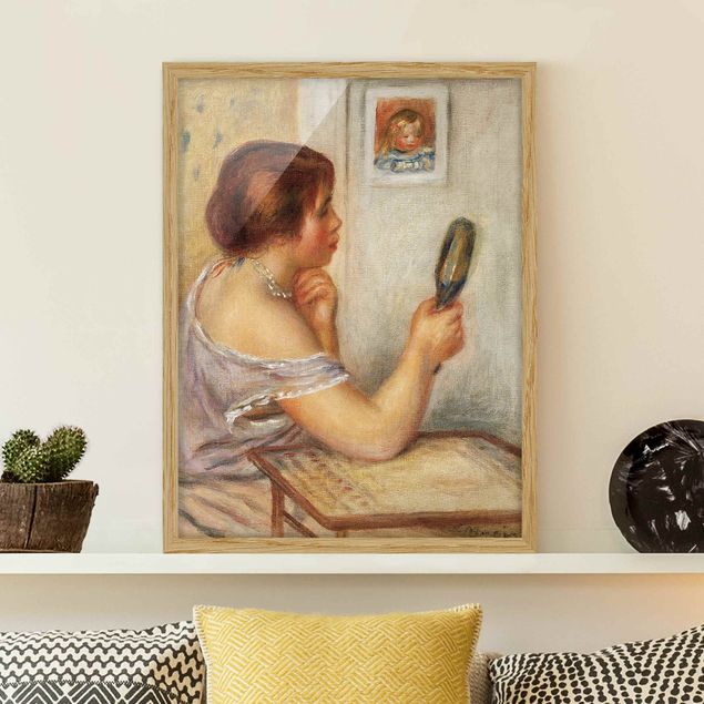 Riproduzioni Auguste Renoir - Gabrielle con lo specchio o Marie Dupuis con lo specchio con il ritratto di Coco