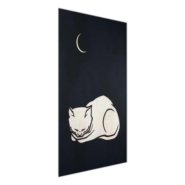 Quadri moderni bianco e nero Illustrazione di gatto addormentato