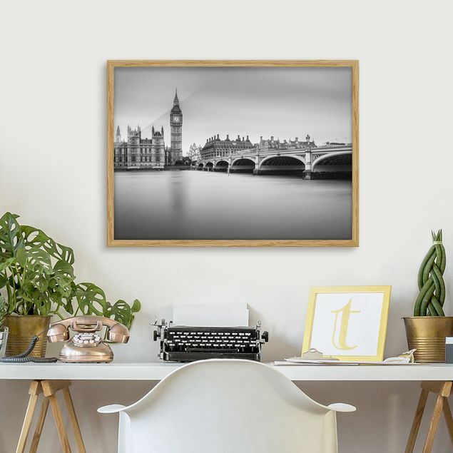 Quadri con cornice architettura e skylines  Il ponte di Westminster e il Big Ben
