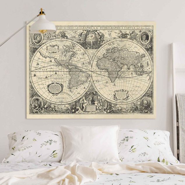 Quadri stile vintage Mappa del mondo vintage Illustrazione antica