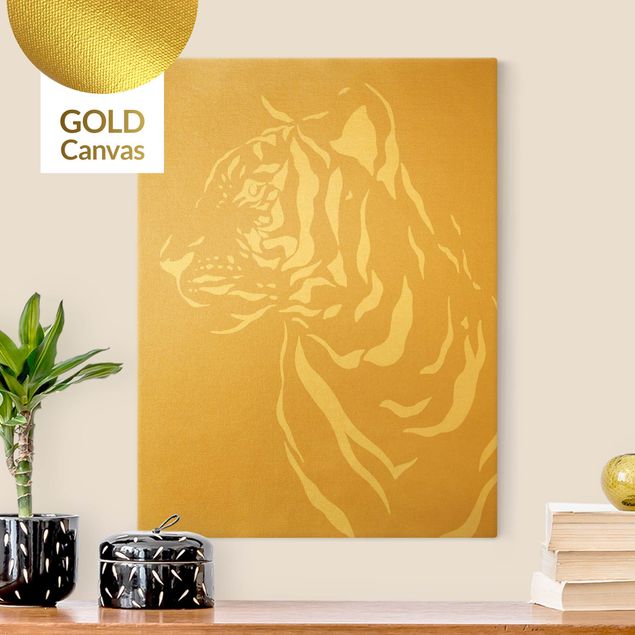 Quadro moderno Animali del Safari - Ritratto di tigre beige