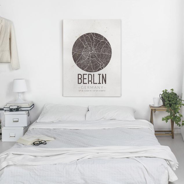 Quadro planisfero Mappa della città di Berlino - Retrò