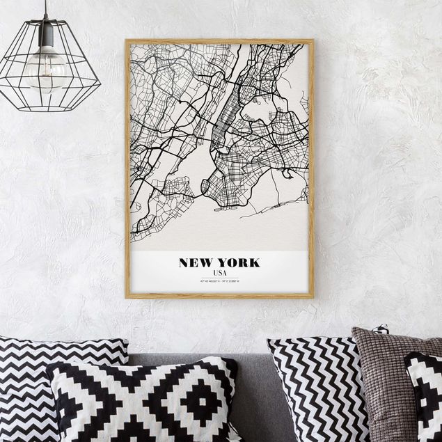 Quadri di New york Mappa di New York - Classica
