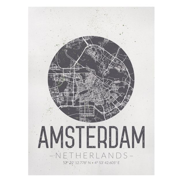 Quadri Mappa della città di Amsterdam - Retrò