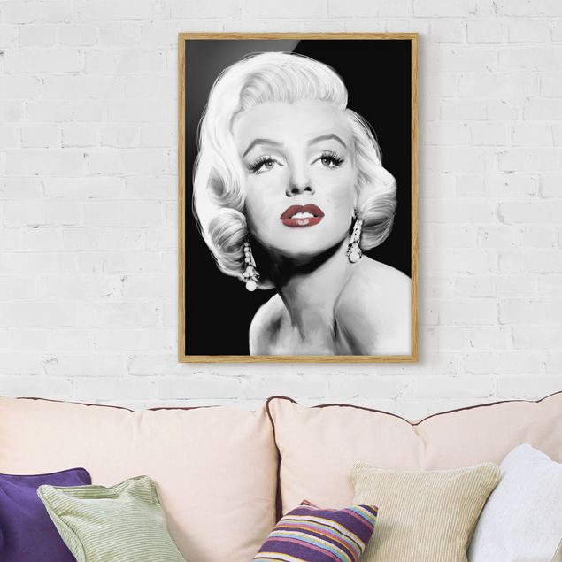 Quadri con cornice vintage Marilyn con gli orecchini