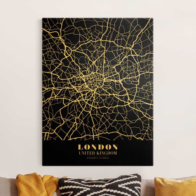 Quadro Londra Mappa di Londra - Nero classico