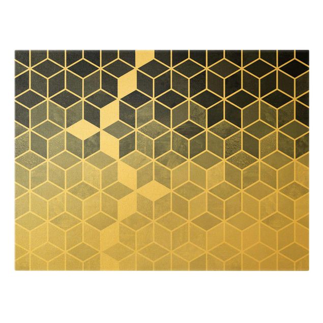 Stampe su tela Geometria dorata - Blu bianco