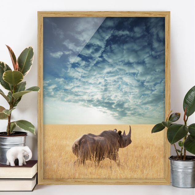 Quadri Africa Rinoceronte nella savana