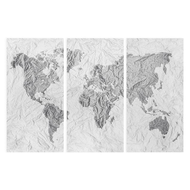 Quadri moderni bianco e nero Mappamondo di carta Bianco Grigio