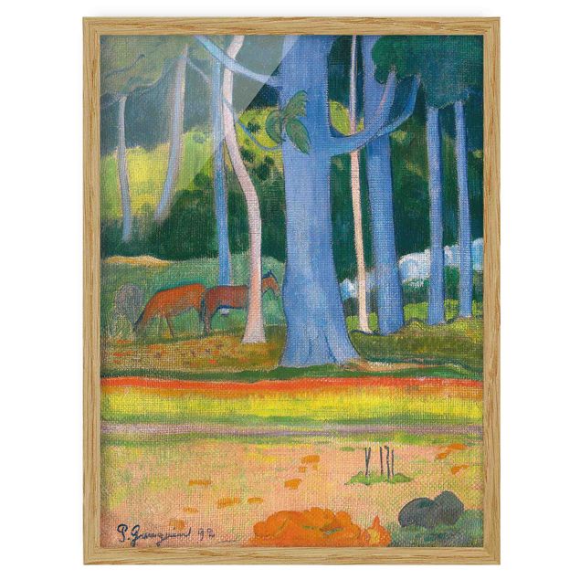 Quadri alberi Paul Gauguin - Paesaggio con tronchi d'albero blu