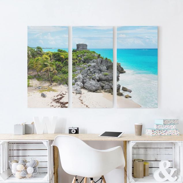 Quadri su tela con spiaggia Costa caraibica, rovine di Tulum