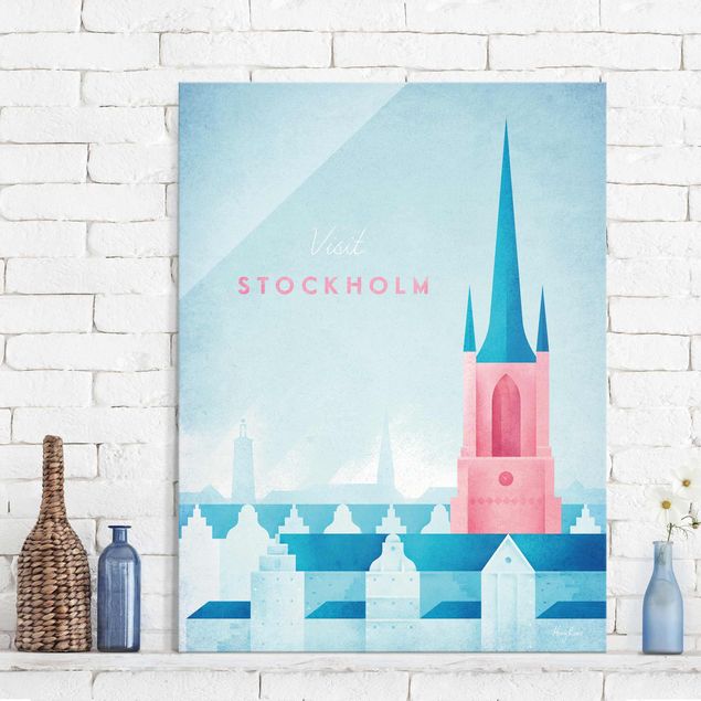Quadri in vetro con architettura e skylines Poster di viaggio - Stoccolma