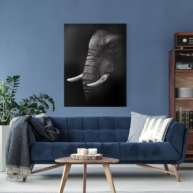 Quadro paesaggio Ritratto di elefante scuro