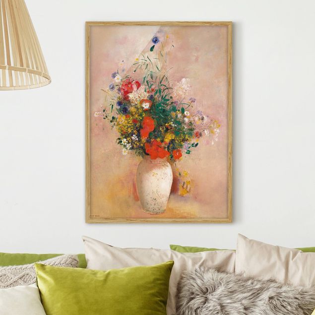 Riproduzioni quadri famosi Odilon Redon - Vaso con fiori (sfondo rosato)