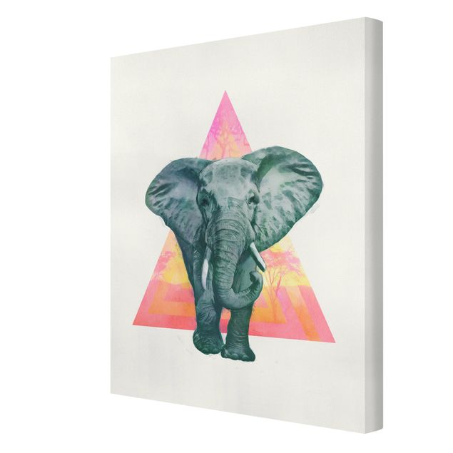 Quadri con animali Illustrazione - Elefante fronte triangolo pittura