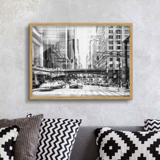 Quadri con cornice con architettura e skylines NYC urbana in bianco e nero