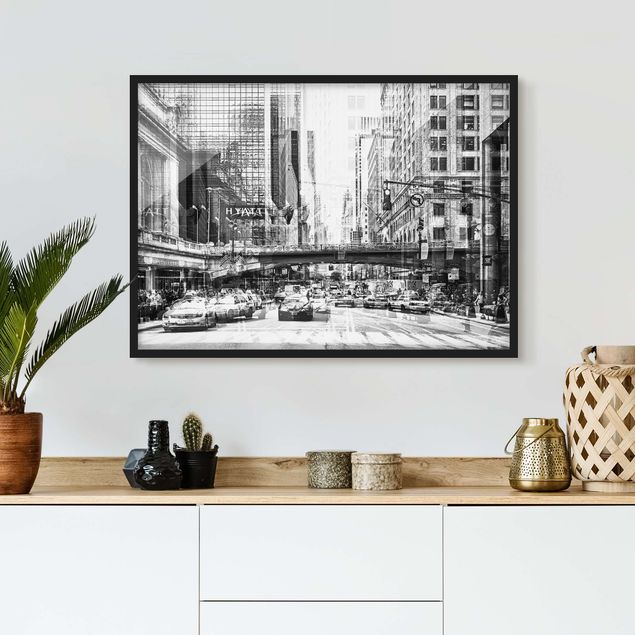 Quadri con cornice con architettura e skylines NYC urbana in bianco e nero
