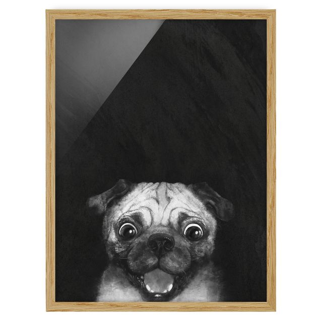 Quadri moderni   Illustrazione - cane carlino pittura su bianco e nero