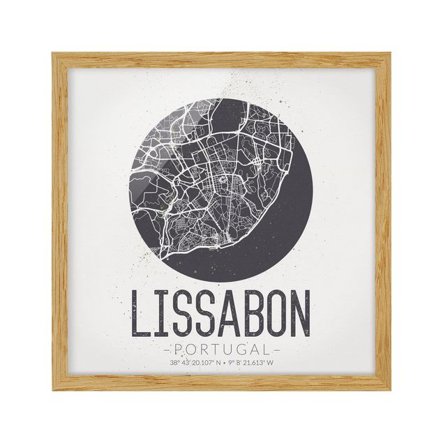 Quadri moderni grigi Mappa di Lisbona - Retrò