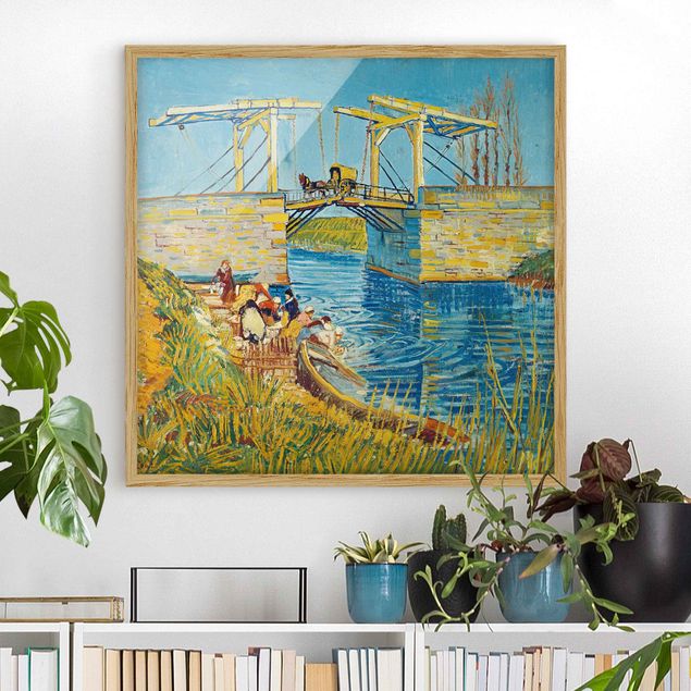 Quadri impressionisti Vincent van Gogh - Il ponte levatoio di Arles con un gruppo di lavandaie