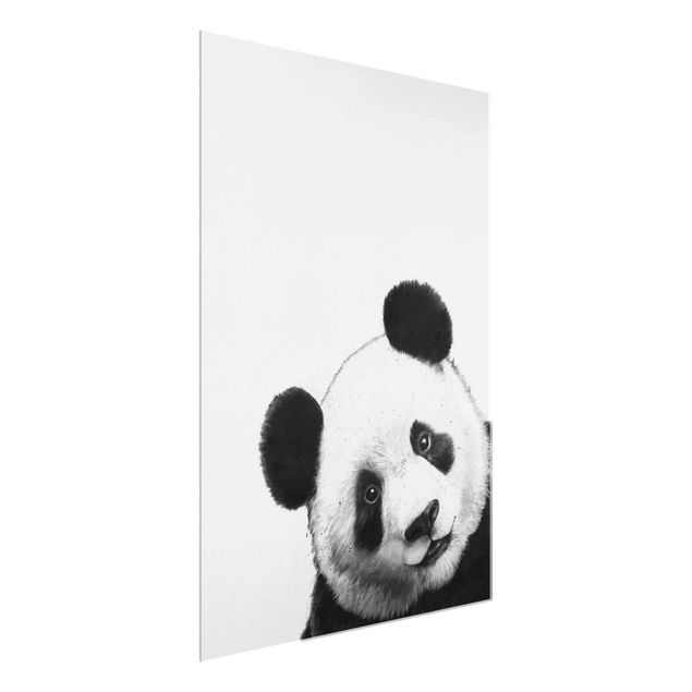 Quadri in vetro in bianco e nero Illustrazione - Panda Disegno in bianco e nero