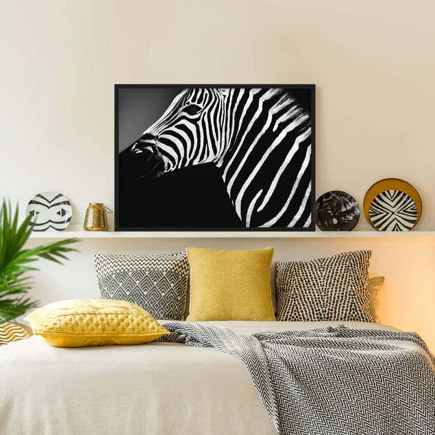 Quadri con cornice in bianco e nero Zebra Safari Art