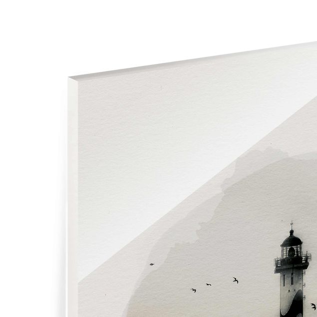 Quadri in vetro con paesaggio Acquerelli - Faro nella nebbia