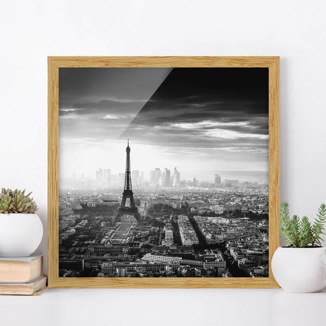 Quadro Parigi La Torre Eiffel dall'alto in bianco e nero