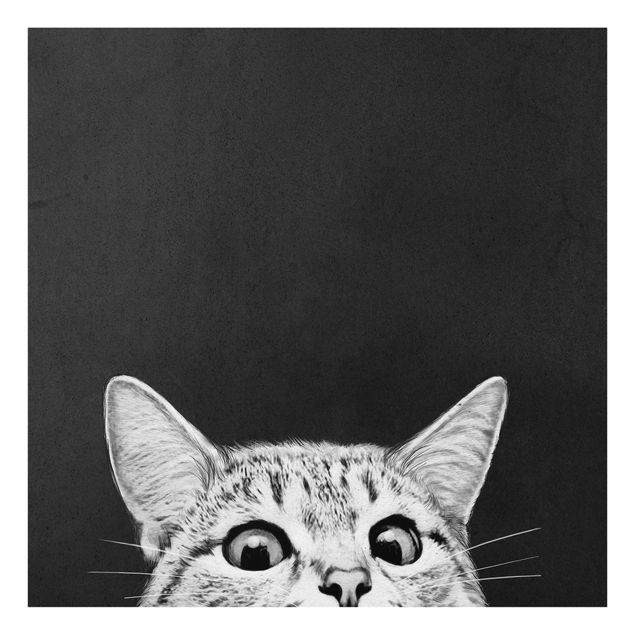 Quadri in vetro riproduzioni Illustrazione - Gatto Disegno in bianco e nero