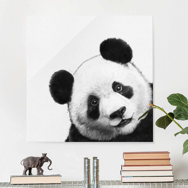 Magnettafel Glas Illustrazione - Panda Disegno in bianco e nero