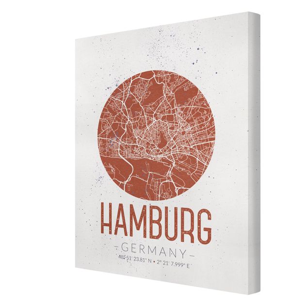 Quadri stampe Mappa di Amburgo - Retrò
