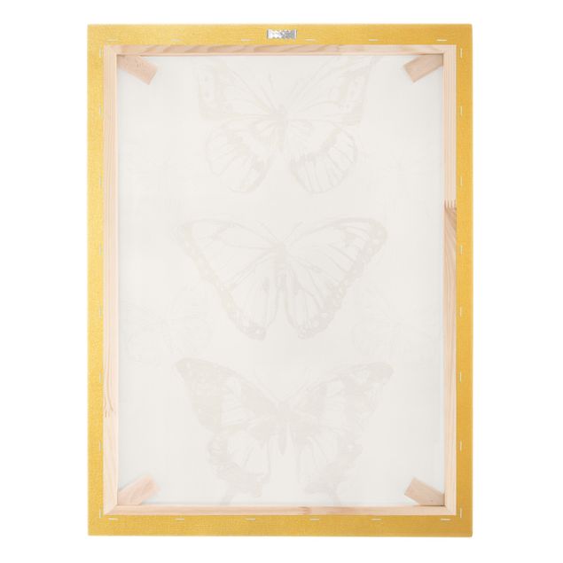 Quadro su tela oro - Composizione di farfalle in oro II