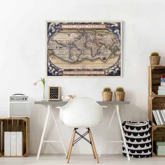 Mappamondo su tela Mappa del mondo storico Typus Orbis Terrarum