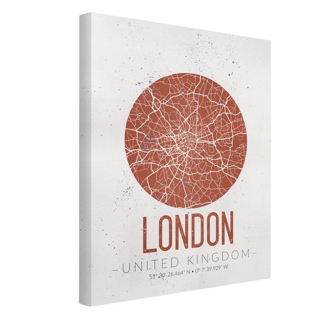 Quadri bianco e nero Mappa della città di Londra - Retrò