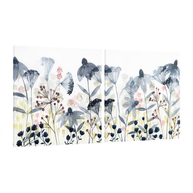 Quadri floreali Set acquerello Fiori selvatici I