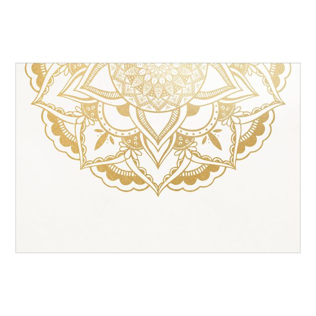 carta da parete Mandala Fiore Semicerchio Oro Bianco