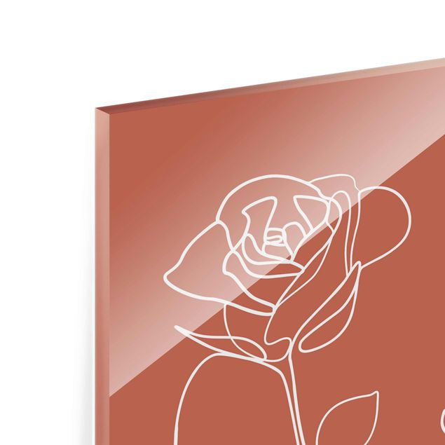 Quadri con fiori Line Art - Volti femminili Rose Rame