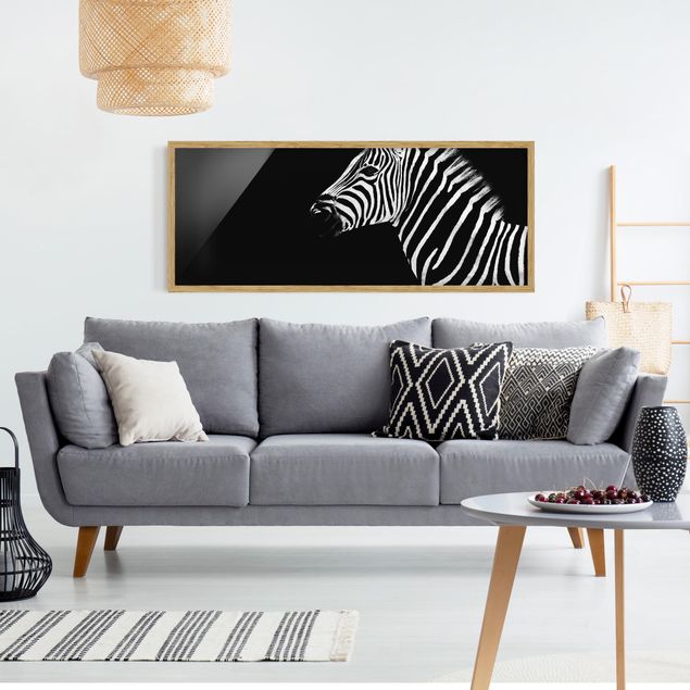 Quadri con cornice in bianco e nero Zebra Safari Art