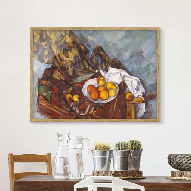 Quadri post impressionismo Paul Cézanne - Natura morta, tendaggio di fiori e frutta