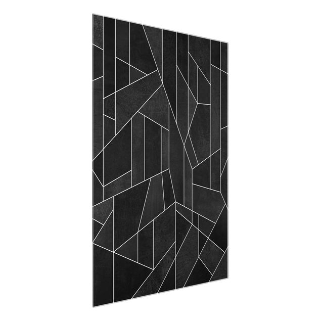 Quadri in vetro astratti Acquerello geometrico in bianco e nero