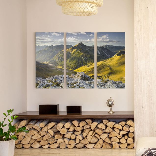 Quadri su tela con montagne Montagne e valle delle Alpi di Lechtal in Tirolo