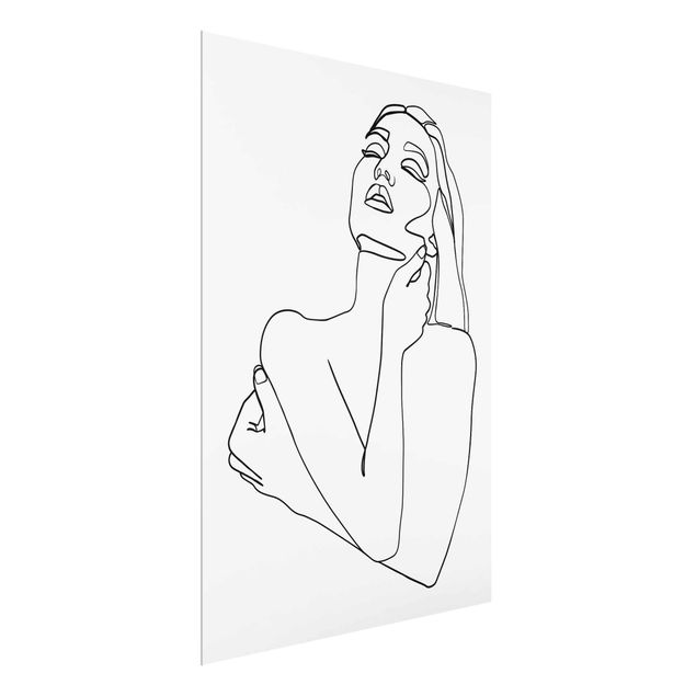 Quadri in vetro in bianco e nero Line Art - Torso di donna Bianco e Nero