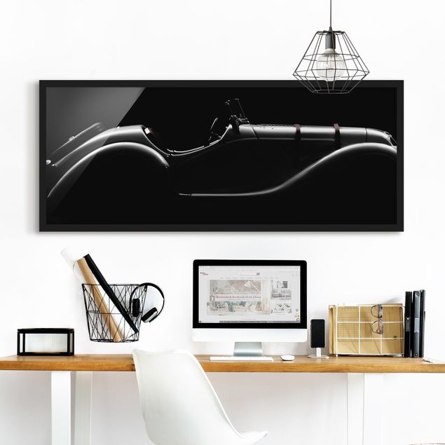 Quadri con cornice in bianco e nero Silhouette di auto vintage
