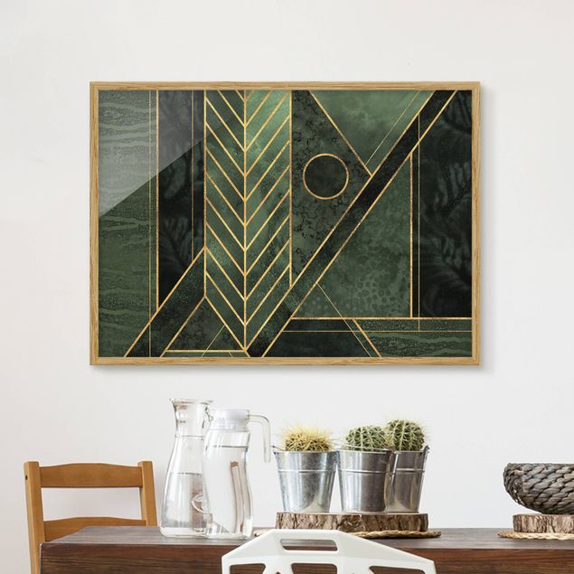 Quadri moderni   Forme geometriche oro smeraldo