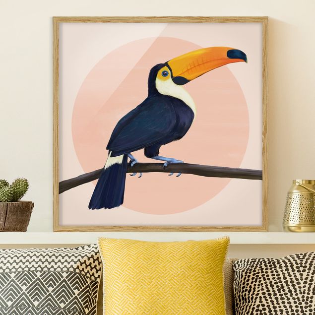 Quadri con cornice con animali Illustrazione - Uccello Tucano Pittura Pastello