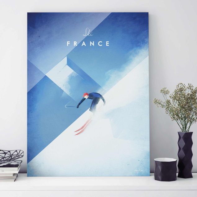 Quadri in vetro con montagna Poster di viaggio - Sciare in Francia