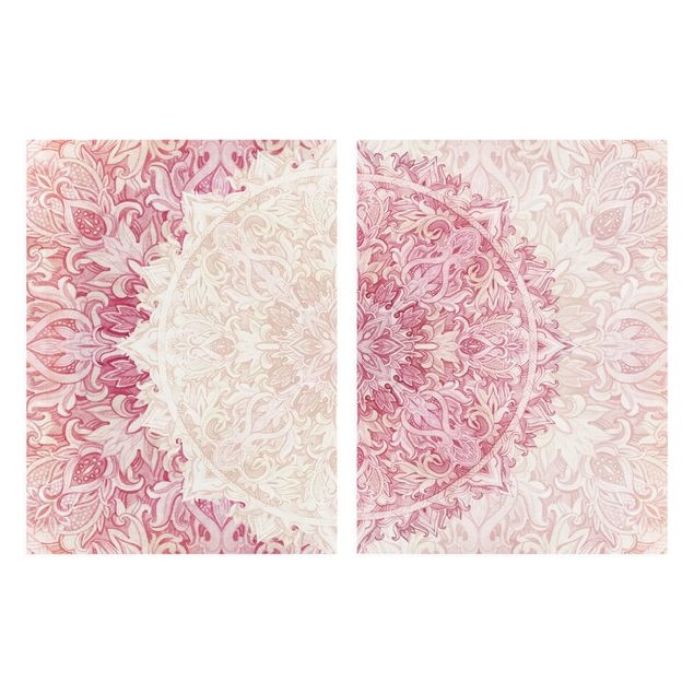 Stampe su tela Mandala - Acquerello Ornamento Set Beige Rosa